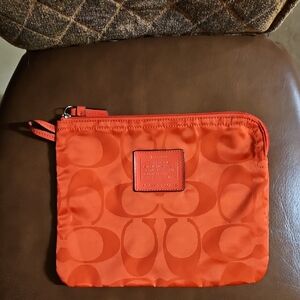 Coach Getaway Signature Nylon Cosmetic Makeup Bag Pouch Travel Orange Y2K